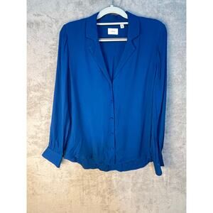 Wilfred Blouse Size Small Royal Blue Flowing Preppy Twee Country Club